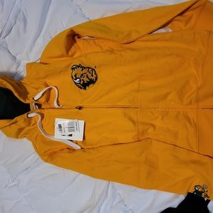 Yellow NDSU bison zip up Hooded Sweatshirt